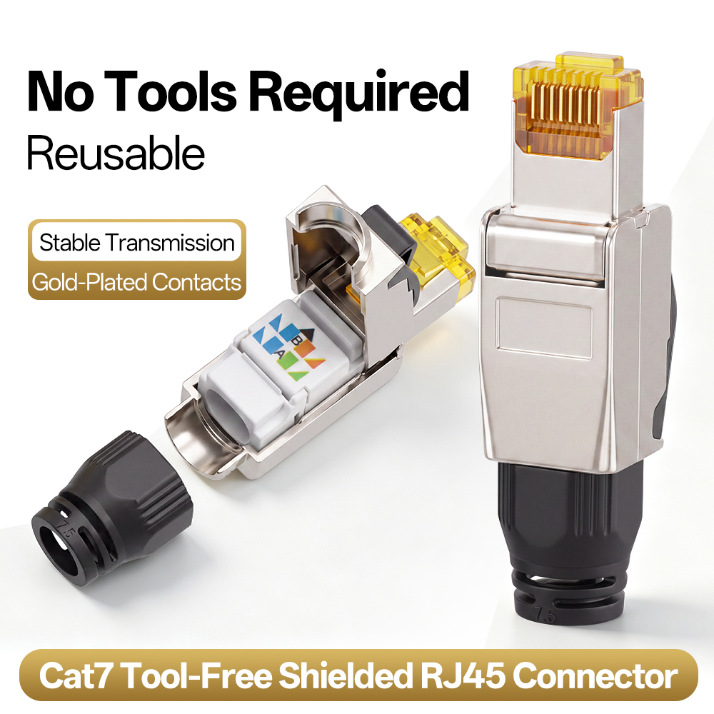Rj45 Jack - RJ45-connector Cat7, gereedschapsvrij, afgeschermd, van zinklegering,