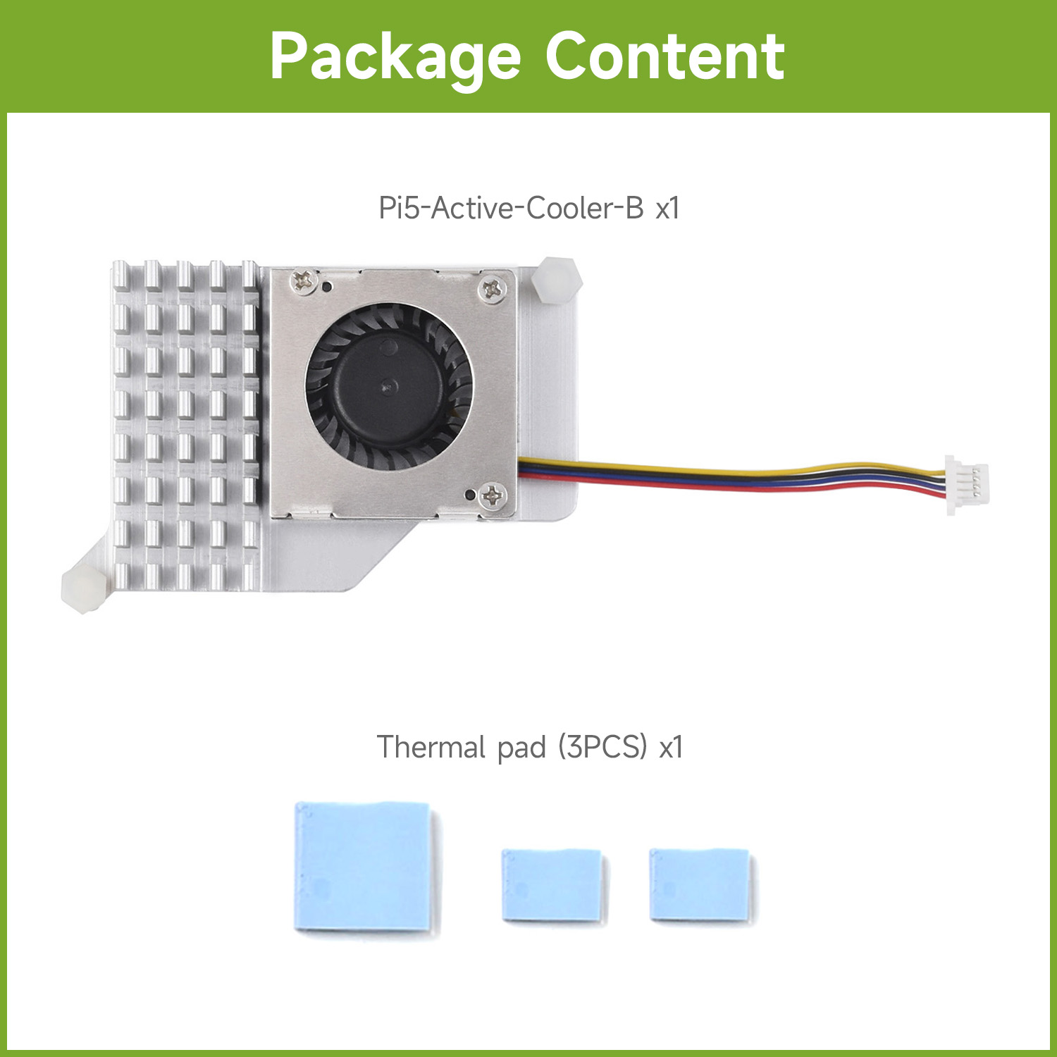 Heatsink Aluminum - Waveshare actieve koeler (B) voor Raspberry