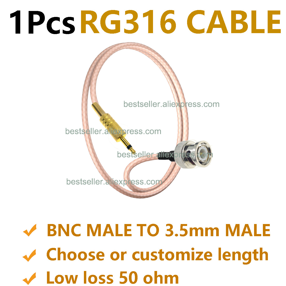 1 stks RG316 BNC Male naar 3.5 - Audio Jumper Wire recensie en prijs